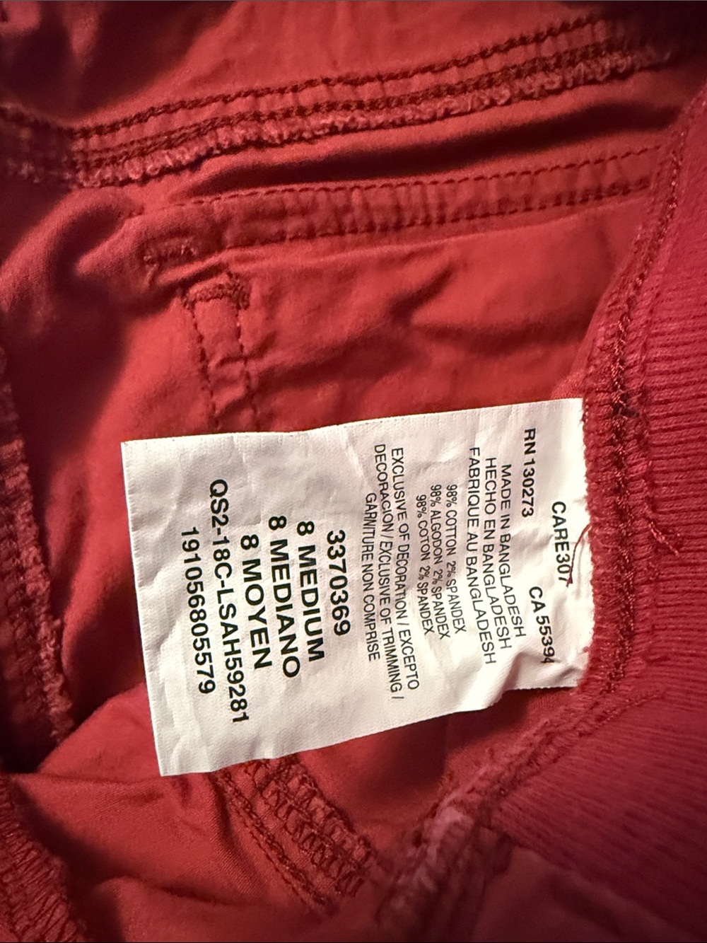 Lee Relaxed Fit Red Waistband capri  Pants - Picture 3 of 3